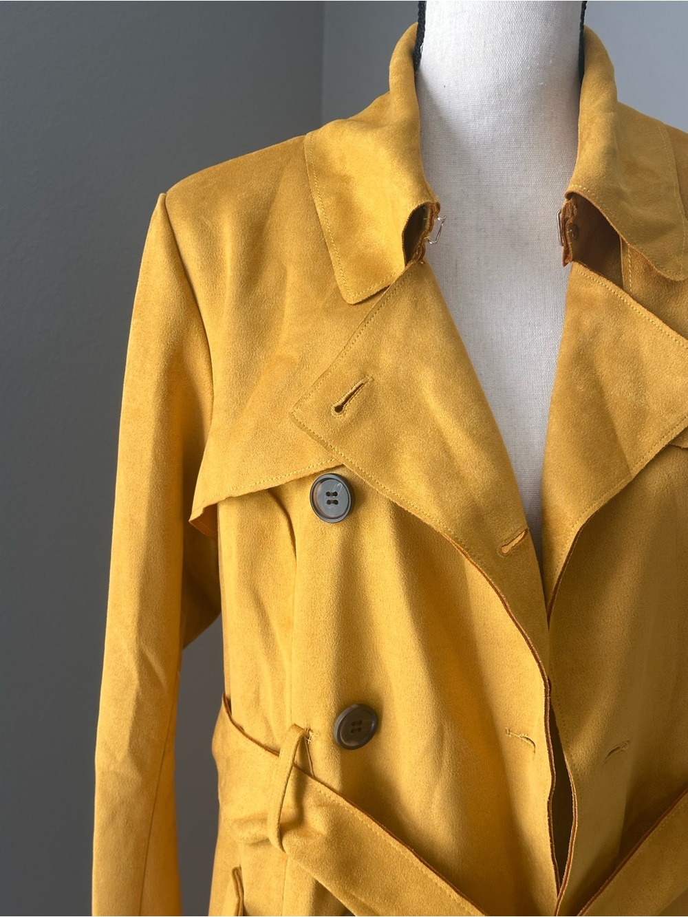 NWT Elie Tahari Mustard Trench Trendy City Pea Coat - Picture 2 of 11